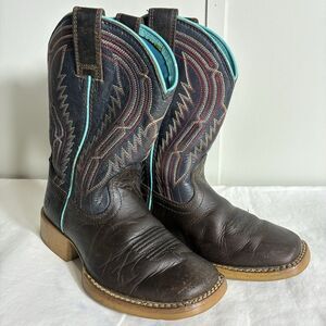 ARIAT Boots Toddler 9.5 Tombstone  Brown Leather Square Toe Western  Boys Girls